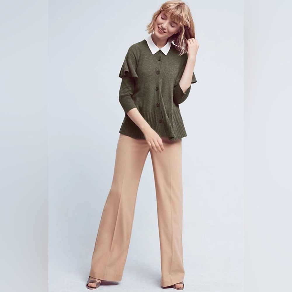 Anthropologie Left of Center cashmere lambswool blend green cardigan size XS